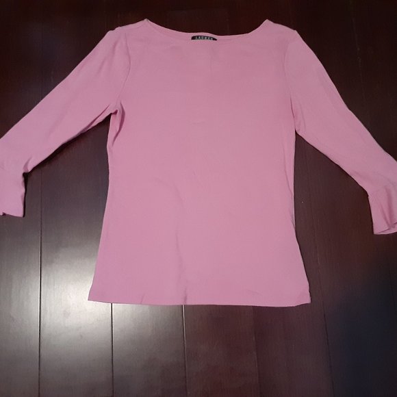 Lauren Ralph Lauren 3/4 sleeve boat neck pink blouse - Picture 9 of 10